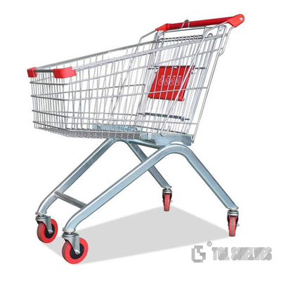 120L Zinc Plated Shopping Cart Trolley Cold Rolled Steel + Plastic Material